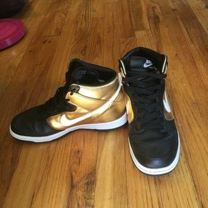 Gold Nike Dunks Hi